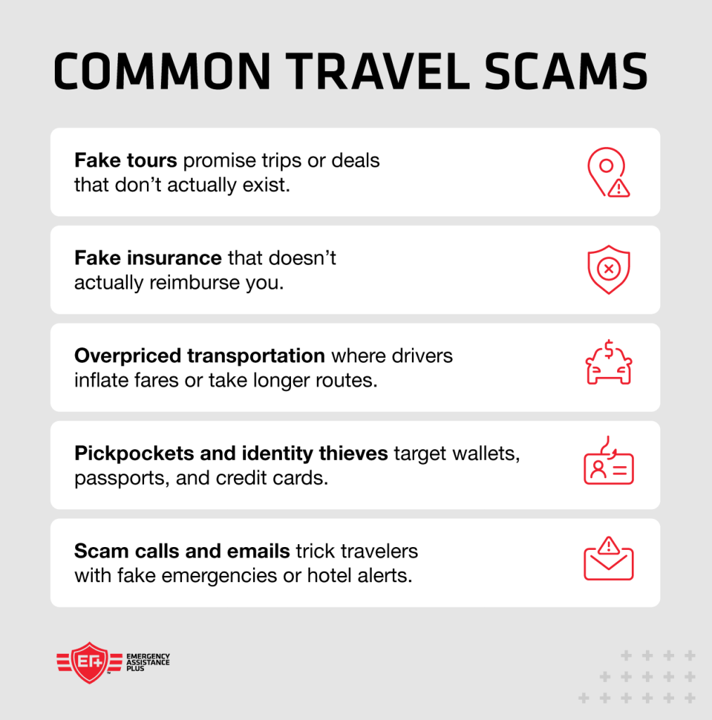 A list of common travel scams for older travelers, including fake tours and pickpockets. 